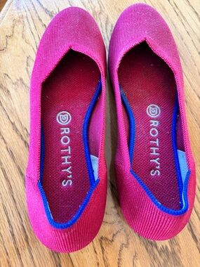 Rothy's Women's Red Knit Ballet Flats with Black Soles